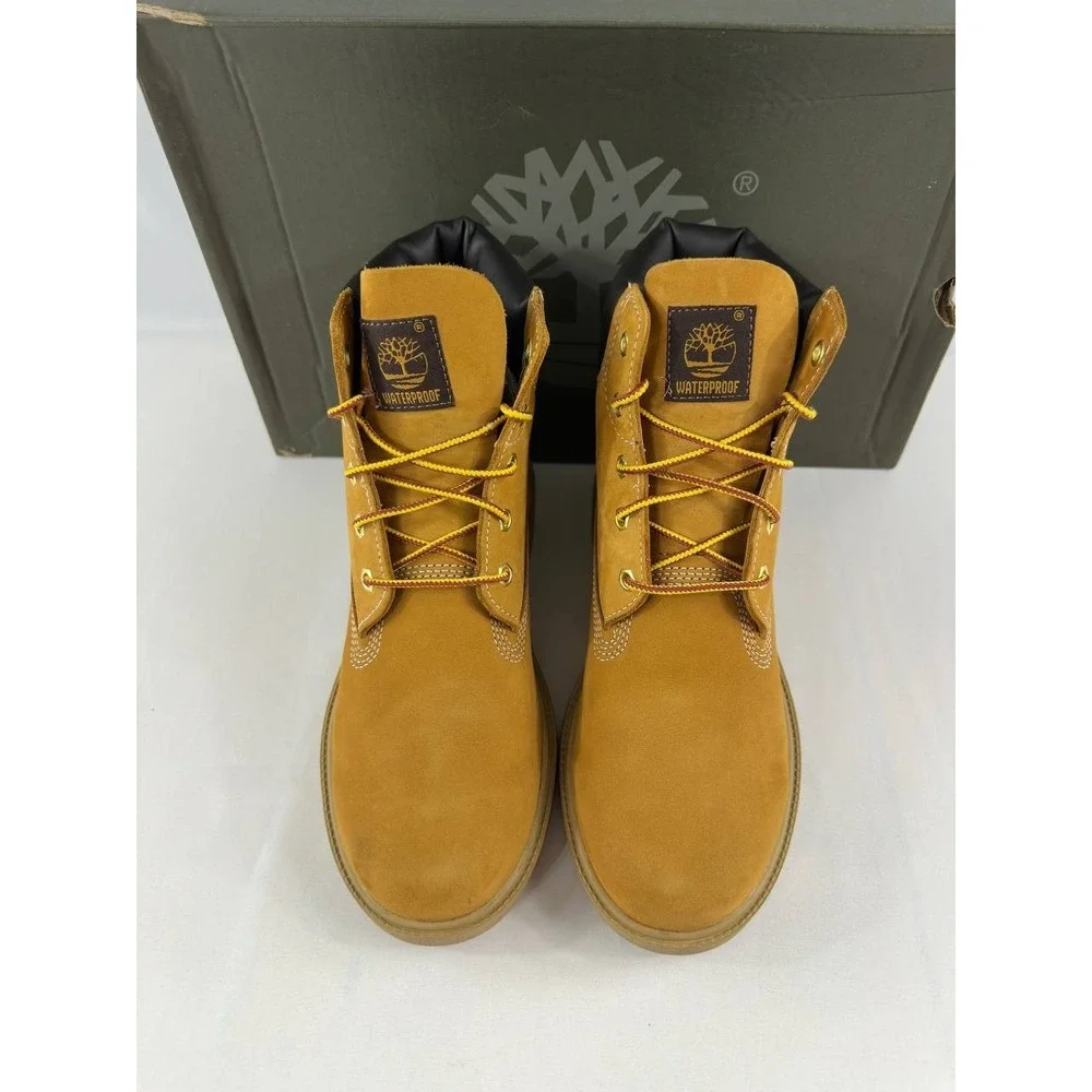 Timberland 6-Inch Premium Waterproof Boots Wheat Nubuck Boys Size 5.5
